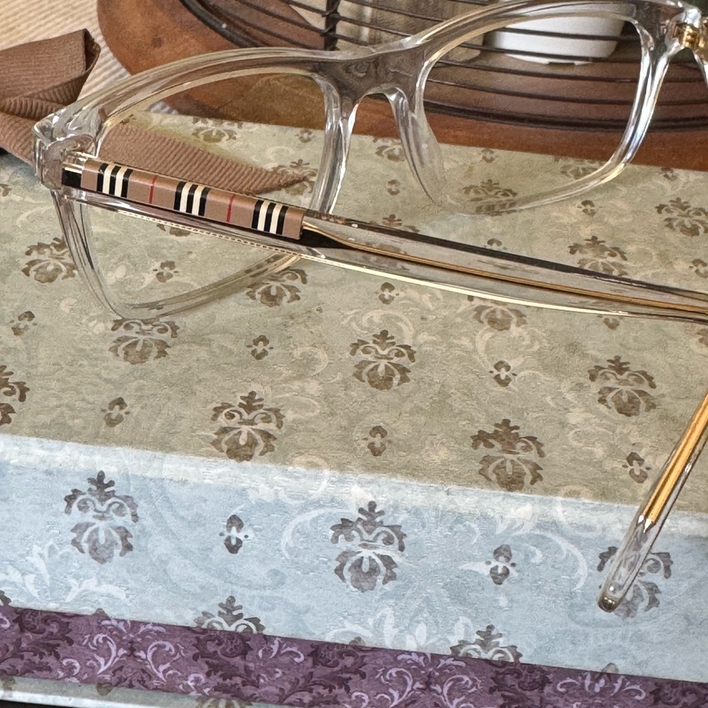 Burberry Clear Rectangular Glasses With Gold Acce… - image 4